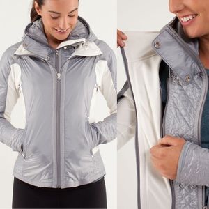 LULULEMON Run Bundle Up Down Jacket Fleece POLAR CREAM Slate Gray